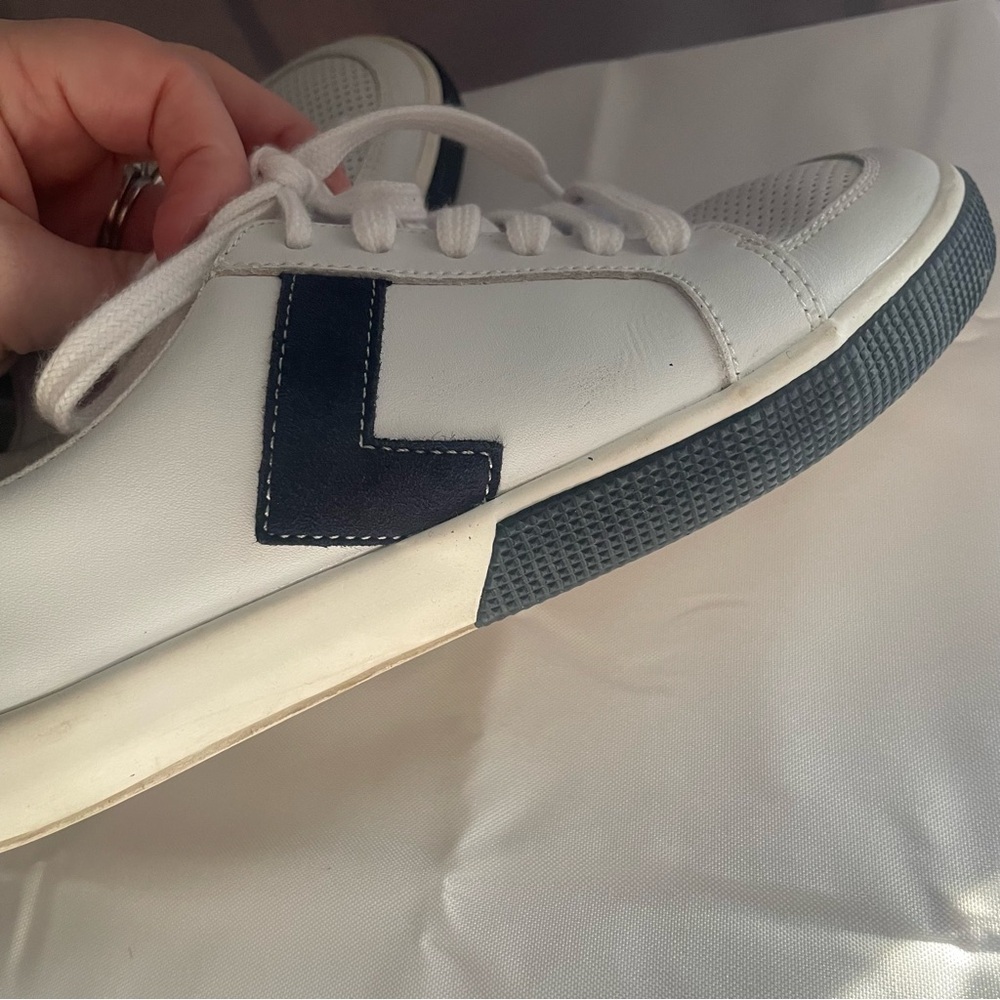 Lauren By Ralph Lauren Jennefer Sneakers White Navy Blue Size Women's 7 - Picture 6 of 8